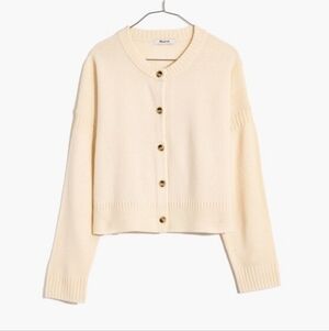 Madewell Clemence Cropped Cardigan Sweater In Antique Cream Size XL